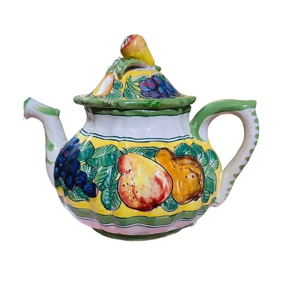 Vintage Ravello Hand Painted Italian Ceramic Teapot 